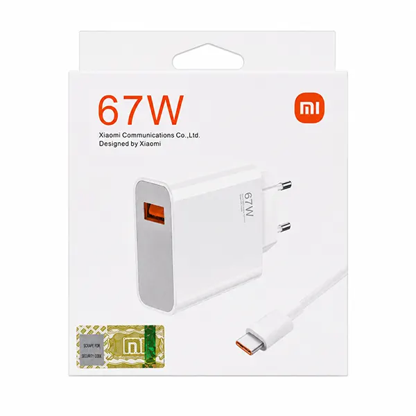 شارژر دیواری اصلی 67 وات شیائومی به همراه کابل